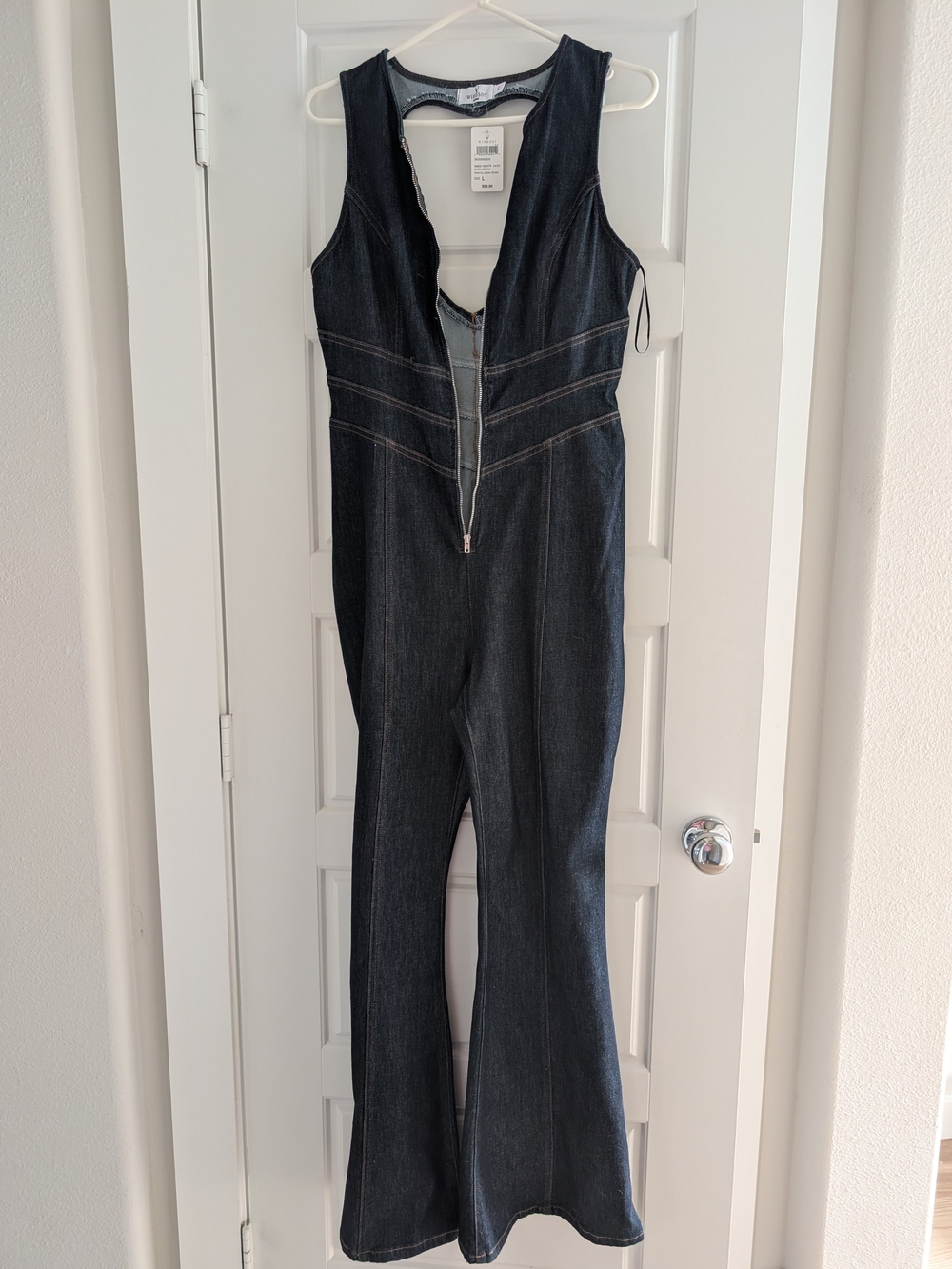 Windsor Dark Blue Denim Flared Jumpsuit-New
